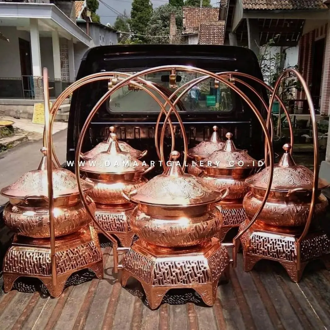 Chafing Dish Tembaga Roll Top Motif Batik